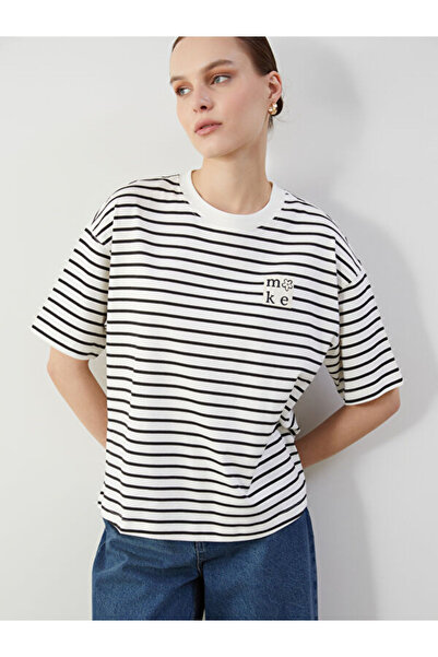 LC Waikiki Striped 100% Cotton Women's T-Shirt