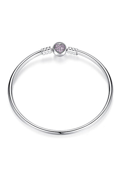 SPARKLES Pink heart charm bracelet 925 silver