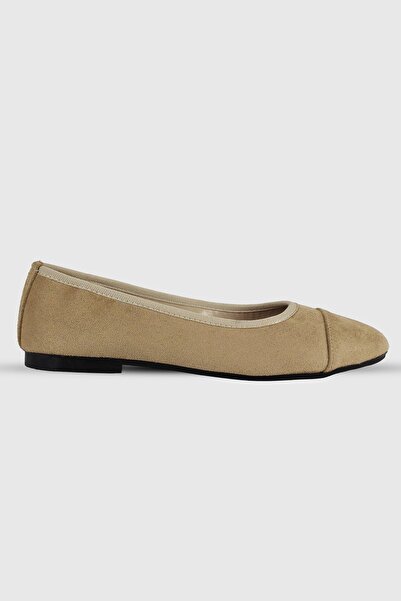 Modezya Nude Suede Round Toe Women Ballet Flats