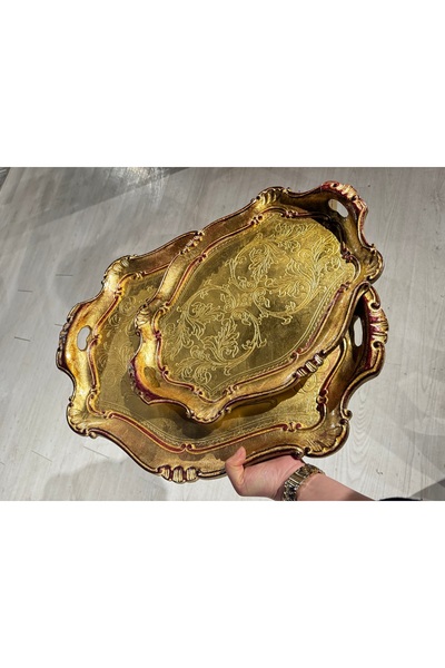 LM Esterhomedecor 2-Pack Original Italian Rosewood Tray Avant-Garde Model Lar...