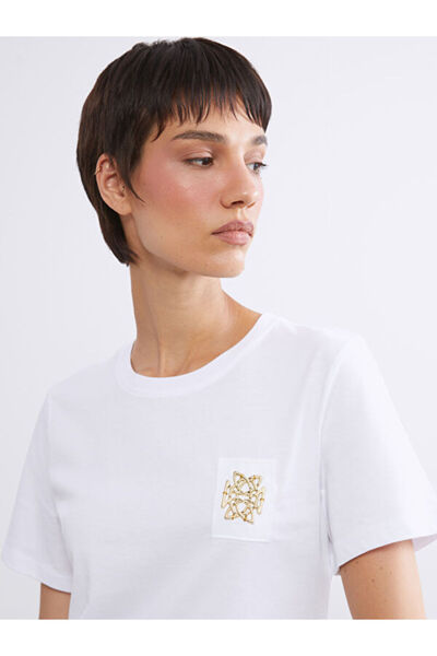 LC Waikiki I Zero Roba Collar Metal Ornament Detailed Women's T-Shirt from Fr...