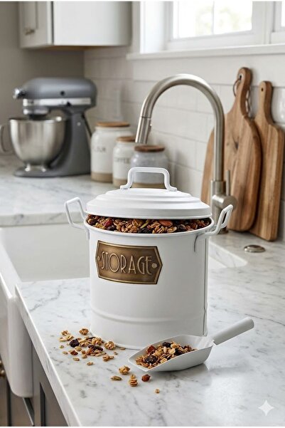 The Mia Galvanized Steel Legume Storage Bucket 3 Lt with Scoop