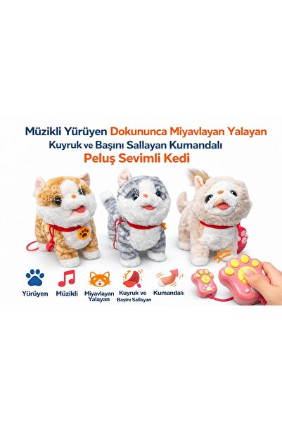 MAŞİTA Masita Müzikli Yürüyen Dokununca Miyavlayan Yalayan Kuyruk Başını Sall...