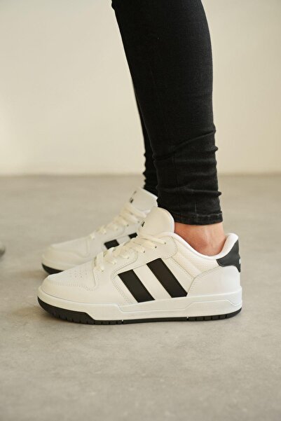 gizlitopuk 7 cm Height Increasing Hidden Heels White Black Detailed Men's Spo...