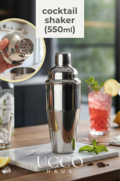 UCCO Premium 304 Stainless Steel 550 ml Cocktail Shaker - Matte/Glossy Design...