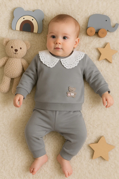 Generic Brand Lace Collar Cotton 2-Piece Baby Girl Set
