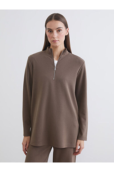 LC Waikiki High Collar Striped Oversize Women's T-Shirt