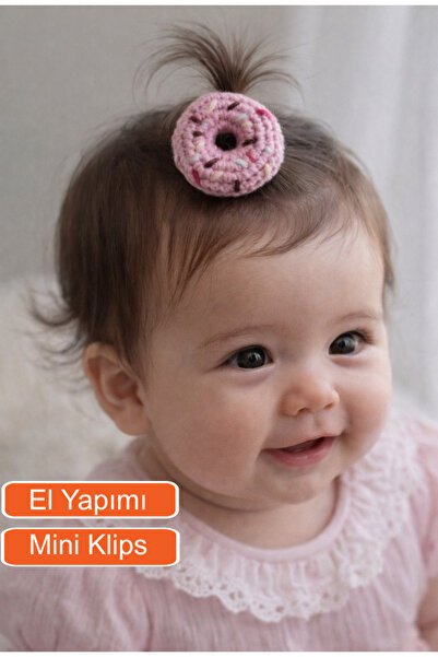 Miccolatte Donut El Yapımı Mini Bebek Tokası 3,5 Cm Klipsli Kaymaz Kız Çocuk ...
