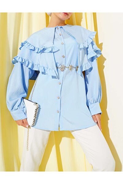 Lavanta Tekstil Ruffled Layered Collared Shirt