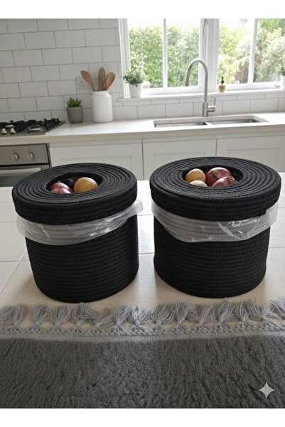 ENA سلة للبطاطس والبصل، سلة متعددة الاستخدامات، سلة من القش بغطاء 20*20