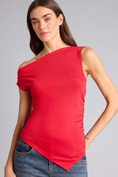 DeFacto Tricou Slim Fit One Shoulder tricot texturat F2453AX26SM