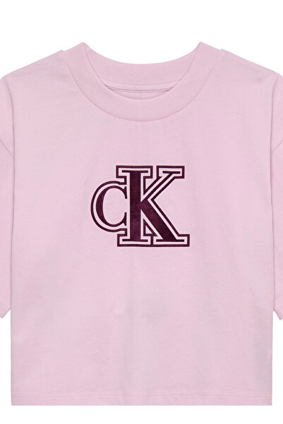 Calvin Klein Baskılı Açık Pembe Kız Çocuk T-Shirt IG0IG03062TN9