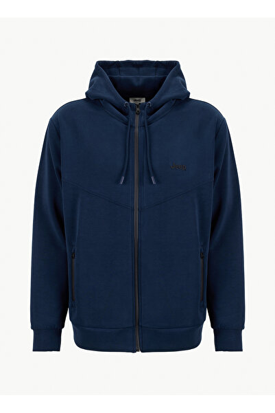 Jeep Kapüşon Yaka Düz Lacivert Erkek Sweatshırt J6SM-SWT7368