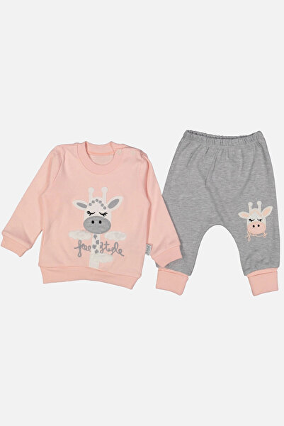 Generic Brand Giraffe Embroidered 100% Cotton Baby Girl Set