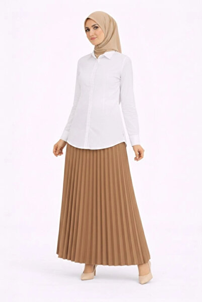 Alfanora Hijab White Shirt Pleated Skirt Double Set Casual and Office Chic - ...