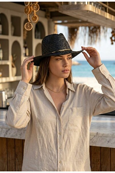 LAGRANZE Pălărie de vară texturat cu detalii metalice