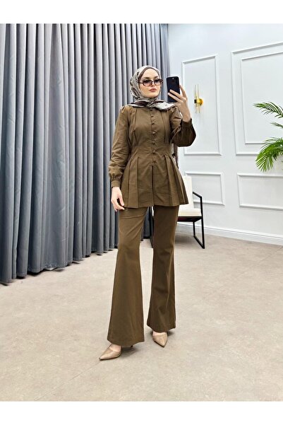 bezenstore AKEL DÜĞMELİ KETEN TAKIM