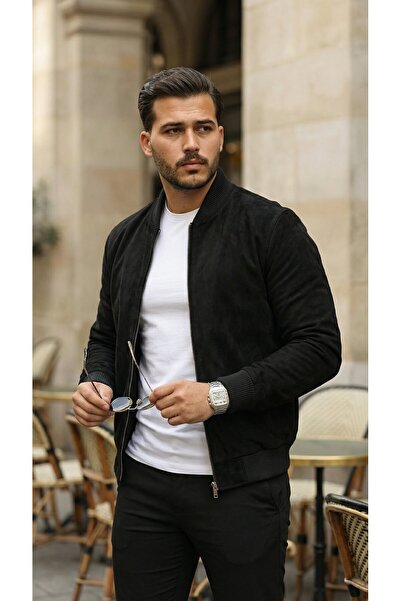 civetta Men's Zippered Jacket Lined Suede