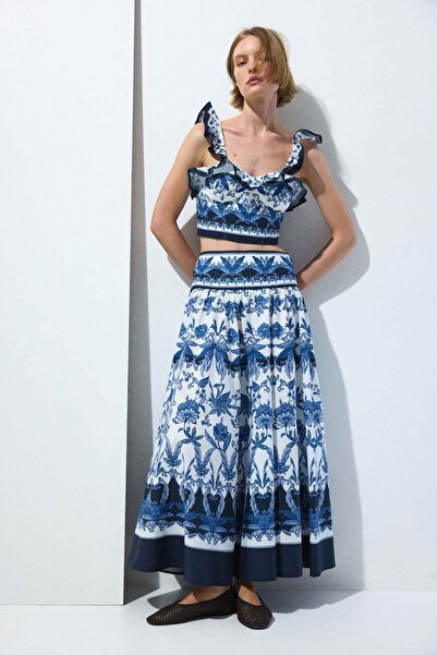 H&M Flared cotton poplin skirt