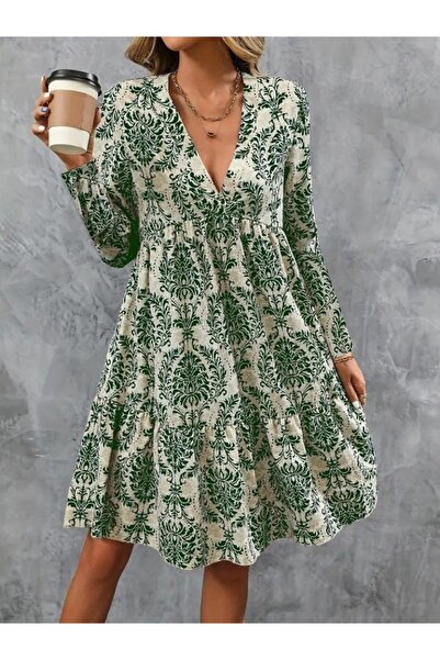 FRESCO SCARFS Rochie mini suprema cu mâneci lungi și decolteu în V pentru femei