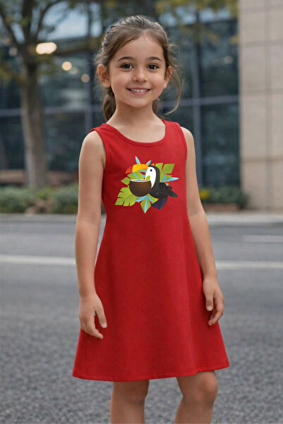 CACTUS COLLECTION Rochie de vară pentru fete cu imprimeu Tukan