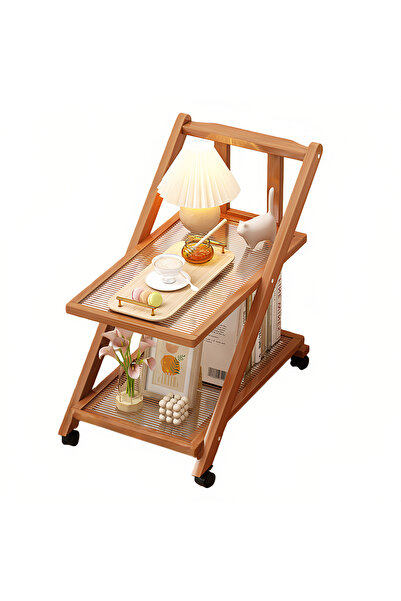 Generic 2-Tier Rolling Side Table with Acrylic Shelves