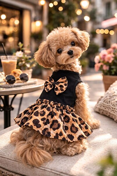DOGİ&DOG Küçük Irk Love Leopar Köpek Elbisesi Köpek Kıyafeti (1-10KG)