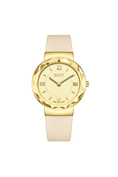 ECSTACY Women's Analog Champagne Dial Watch - E25506-GLCC