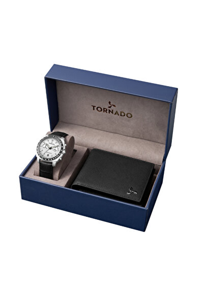 Tornado Men's Chronograph White Dial Watch - T25104S-SLBW-B