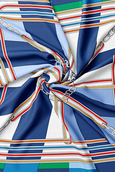 Vakko LACİVERT ZİNCİRLİ TWİLL EŞARP