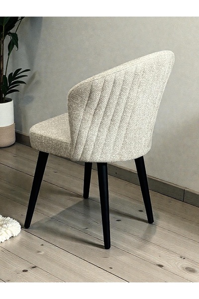 Buketim Mobilya Mozaik Bukle Kumaş Siyah Ahşap Ayaklı Modern Yemek Odası Mutf...