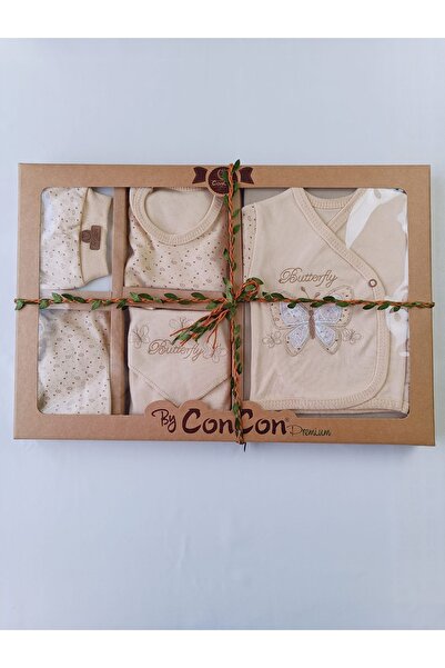 CONCON Unisex Organik Pamuklu 8’li Yenidoğan Lüks Zıbın Seti - Nakışlı Hastan...