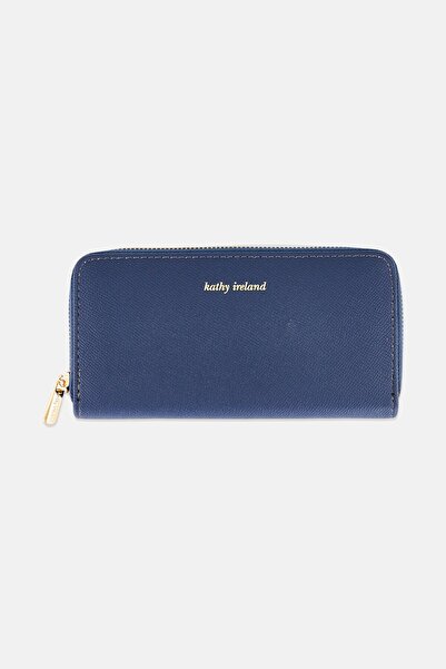 Kathy Ireland Women Brand Logo Zip Around Wallet, Dusty Blue