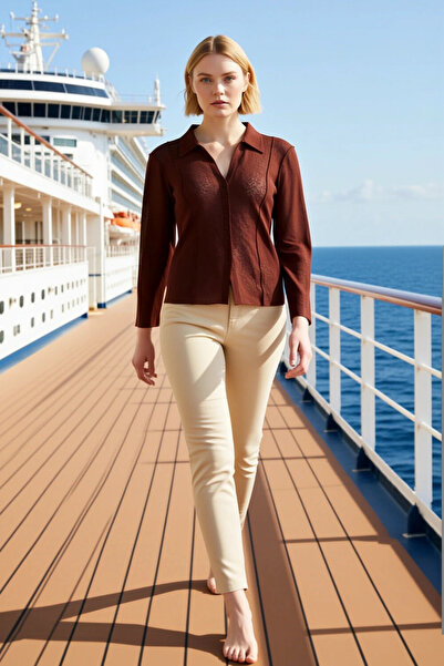 BENERLY Γυναικεία μπλούζα μεγάλου μεγέθους Γιακάς πουκαμίσου με μακριά μανίκι...