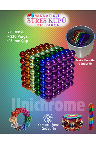 Unichrome 6 Renkli Mıknatıslı Küp 5mm- 216 Adet Manyetik Toplar, Bilyeler Ve ...