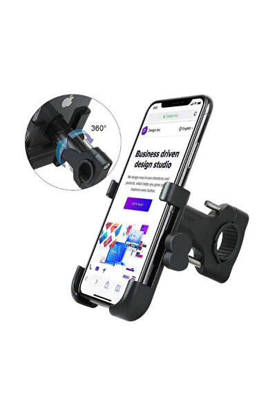 Epilons حامل هاتف دراجة نارية مع جسم من الألومنيوم وصلة مقود معدني مقاس 7 بوص...