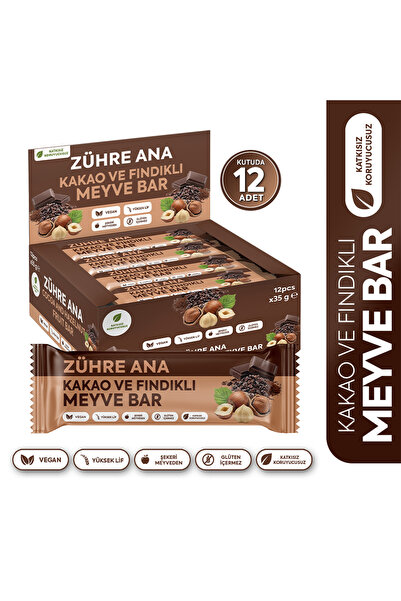 Zühre Ana Bară cu Fructe, Cacao și Alune 35 gr x 12 bucăți fără gluten / vega...