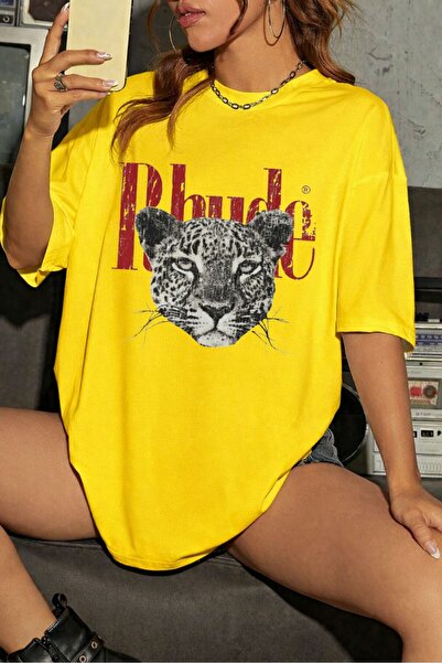 Elvino Colorful Oversized Unisex Rhude Leopard Print Summer Tshirt