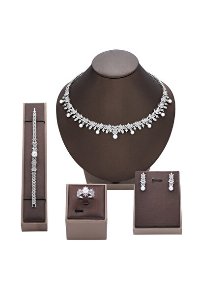 JEWELRY Bridal Sets White Pearl New Fashion Dubai Necklace Sets for Women Wed...