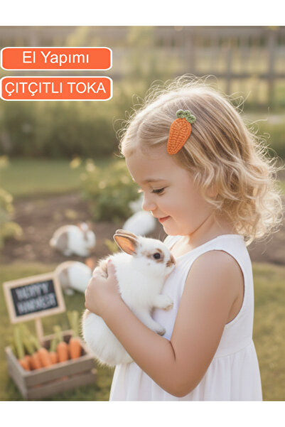 Miccolatte Handmade Knitted Carrot Figured Snap Hair Clip for Baby & Girls