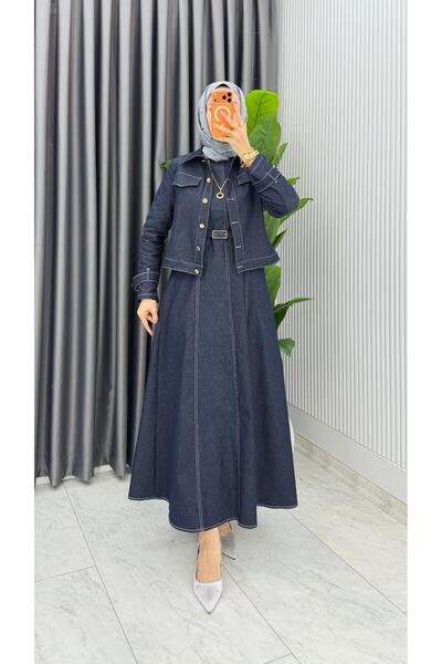 MB MODABERARDİ Premium Kemerli Kot Jile Ceket Takımı