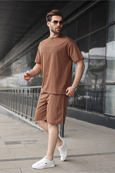 Madmext Brown Men's Shorts T-Shirt Set E7347