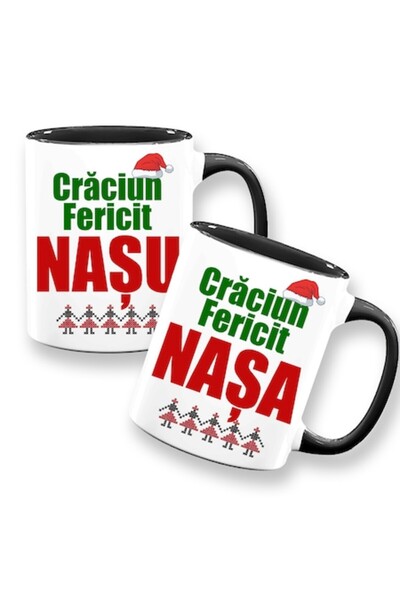 OEM Set of 2 mugs with message: "Merry Christmas godfather/godmother"