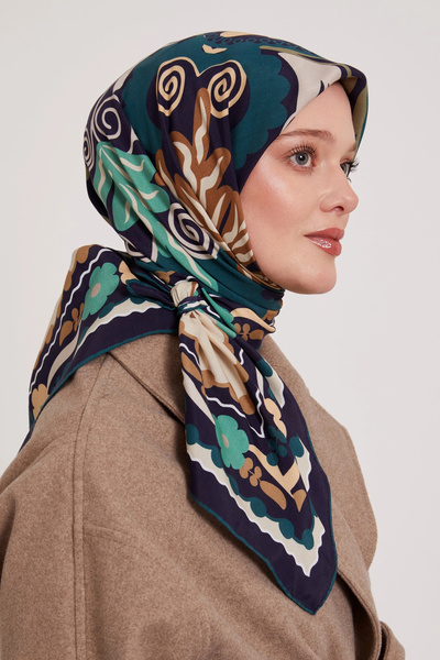 Levidor Royal Scarf Ethnic Pattern Navy Blue