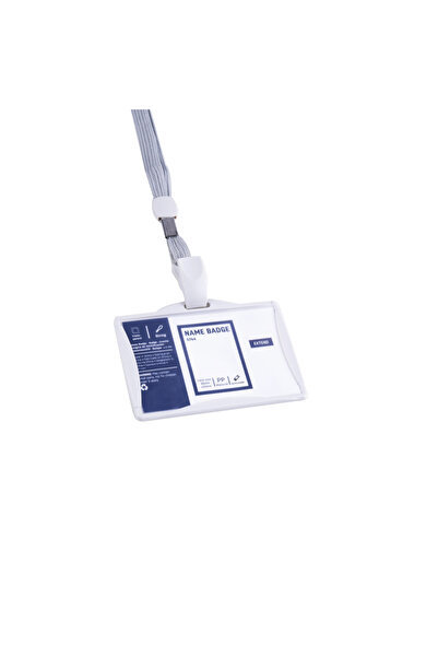 TECLA EDITION Insignă rigidă orizontală 85x53mm cu șnur textil reglabil și cl...