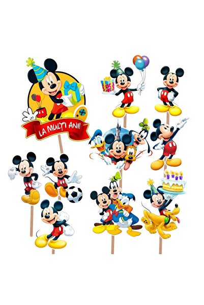 PersonalizatCuStil Mickey Mouse Cake Topper – Set of 10 Kids Birthday Toppers