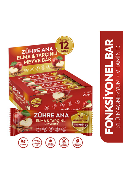 Zühre Ana Bară cu Fructe, Măr și Scorțișoară 35 gr x 12 bucăți/fără gluten/ve...