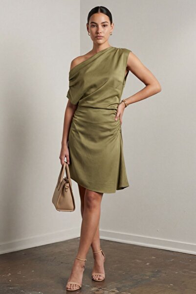 Hiccup Rochie mini cu guler asimetric și detaliu drapat MY FASHION