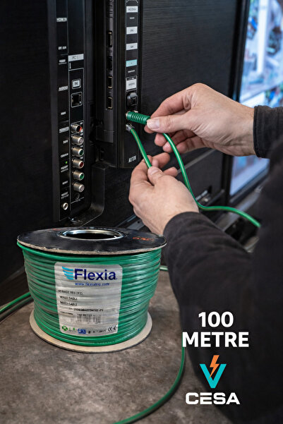 cesaa elektirik 100 Metre Rg6-U6 Tv Kablosu – Yüksek Kaliteli Anten & yeşil U...