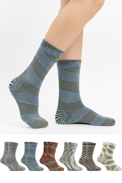 KARDEŞLER ÇORAP Women's Patterned Cotton Multi-Colored Socks 6-Pack